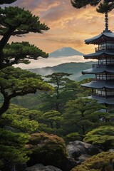 Fototapeta premium japanese temple in the morning