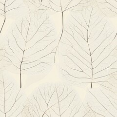 abstract leaf skeleton pattern, interconnected fine lines, soft cream colored veins, minimalist botanical art, gentle organic curves, delicate natural texture, continuous flowing design, light