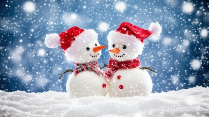 Obraz premium Diverse Snowmen Set: Christmas & New Year Vector Illustrations