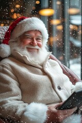 Santa Claus using digital tablet pc