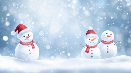 Diverse Snowmen Set: Christmas & New Year Vector Illustrations