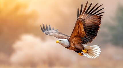 Fototapeta premium The majestic eagle soared effortlessly through the billowing dust clouds, its wings outstretched as it elegantly navigated the turbulent air currents with grace and power.