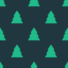 Christmas trees on green background. Vector seamless pattern. Best for textile, wallpapers, wrapping paper and seasonal decoration.