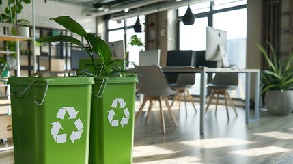 A Stylish Office Green Recycling Logo, Highlighting Environmental Sustainability and Corporate Responsibility.