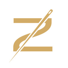 Letter Z Tailor Sewing Needle Logo Design Concept For Embroider, Textile, Fashion, Cloth, Fabric Symbol