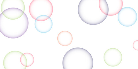 Multicolor Many bubbles abstract Colorful transparent soap floating in the air. Design soap bubbles on a white background. beautiful Modern abstract Shiny reflection, flying bath elements circle shape