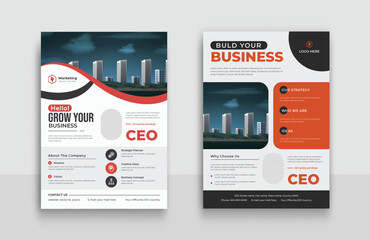 Business promotion flyer template. Corporate business, digital marketing agency flyer Brochure design. Minimalist layout banner