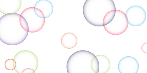 Multicolor Many bubbles abstract Colorful transparent soap floating in the air. Design soap bubbles on a white background. beautiful Modern abstract Shiny reflection, flying bath elements circle shape