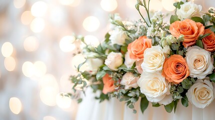 Fototapeta premium The backdrop of the Indian wedding venue photography featured a stunning combination of vibrant flowers, intricate drapery, and elegant lighting that created a magical and romantic atmosphere.