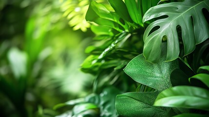 Fototapeta premium Lush green tropical leaves.