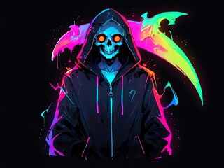Neon Grim Reaper: A Digital Art Masterpiece