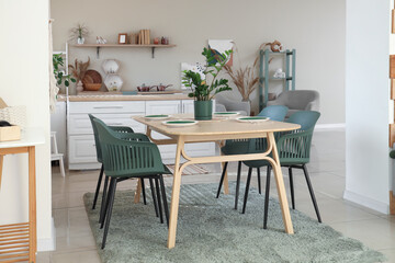 Interior of modern dining room in studio apartment