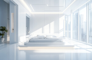 Luxurious Futuristic Modern Bedroom Design with Smart Technology and Innovative Lighting Solutions