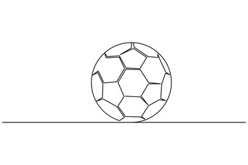 Obraz premium Football Continuous one line drawing of isolated outline football day flat vector icon