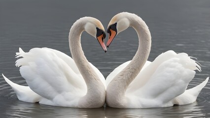 Obraz premium A pair of swans forming a heart shape with their necks