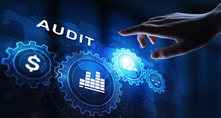 Audit - official financial examination for business as concept on virtual screen.