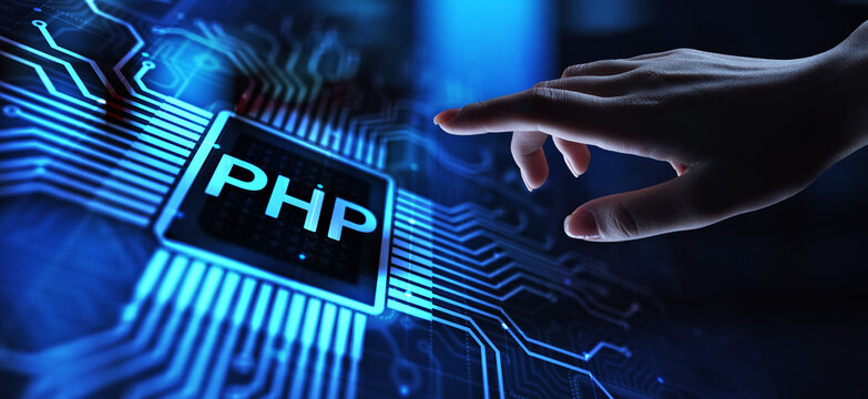 PHP Web development and coding internet and technology concept on virtual screen.
