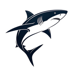Obraz premium modern and simple shark silhouette, a negatively spaced shark in black color icon vector temple, export wild shark