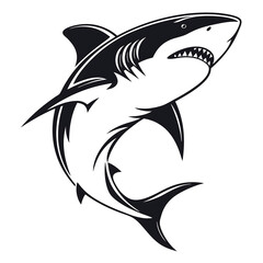 Fototapeta premium modern and simple shark silhouette, a negatively spaced shark in black color icon vector temple, export wild shark