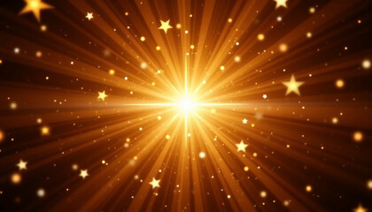Fototapeta premium Christmas starburst background with glowing golden stars radiating
