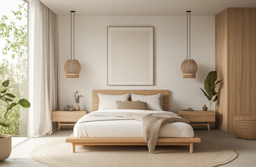 Stylish Modern Bedroom Interior with Minimalist Furniture and Soft Lighting Design