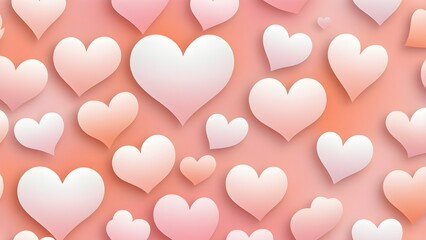 Gradient heart shapes layered in soft pink peach and white tones