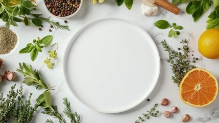 Fresh Ingredients on a Marble Countertop
