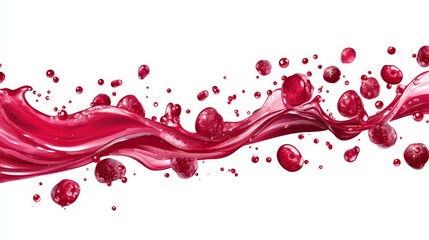 melting berry syrup border, organic flowing pattern, scattered tiny seeds, bright crimson color, smooth liquid texture, pure white backdrop, vector art style, commercial food illustration