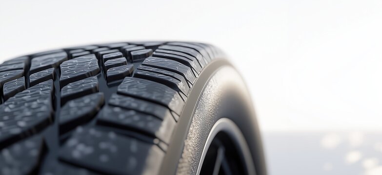 Close-up tire tread detail showcasing intricate patterns and textures, highlighting durability and performance features., copy space for text