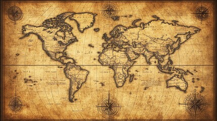 An antique world map.
