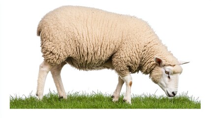 Fototapeta premium Sheep Grazing in Green Pasture with Soft Light