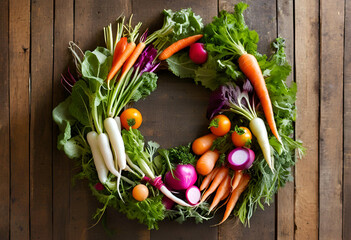 farm fresh vegetable wreath design
