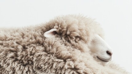 Fototapeta premium Soft Wool Sheep on White Background