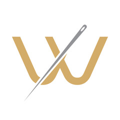 Letter W Tailor Sewing Needle Logo Design Concept For Embroider, Textile, Fashion, Cloth, Fabric Symbol