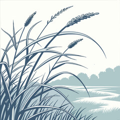 A drawing depicting green grass peeking through a layer of white snow.