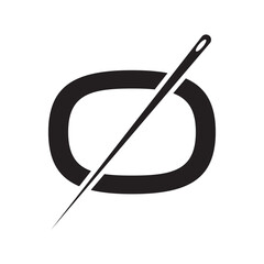 Letter O Tailor Sewing Needle Logo Design Concept For Embroider, Textile, Fashion, Cloth, Fabric Symbol
