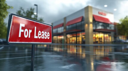 Urban Store For Lease Sign Amid Economic Struggles