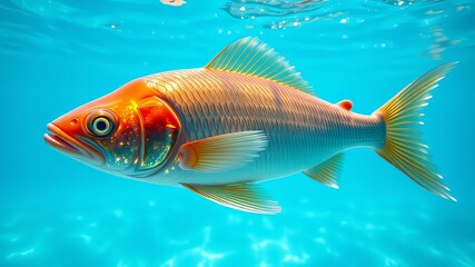 Naklejka premium Azure Water Fish, Stunning Landscape, Beautiful Underwater Scene, Ocean, Tropical Fish