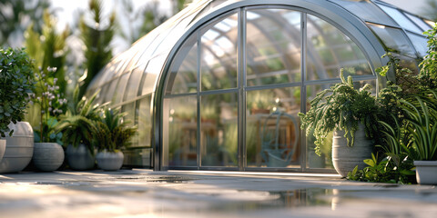 Fototapeta premium greenhouse with seedlings of herbs and vegetables Generative AI