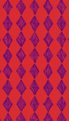 Purple Rhombus pattern hand drawn design on Red background illustration