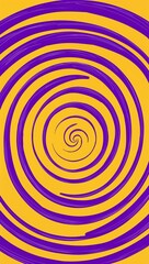 Purple Spiral pattern hand drawn design on Yellow background illustration
