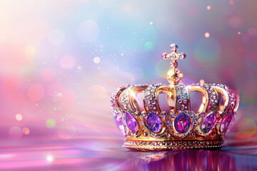 Fantastic king or queen crown from vivid gold material for coronation