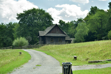 Wooden historic houses like the village in the past