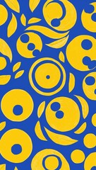 Fototapeta premium Yellow Circle pattern hand drawn design on Black background illustration