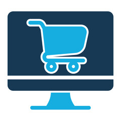 Online shopping icon on white background