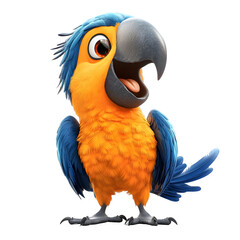 Fototapeta premium Happy cartoon parrot with a wide smile, ideal for kids' illustrations, animations, and educational projects, on a clear background