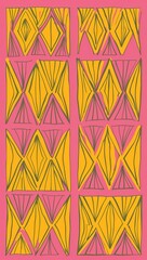 Yellow Trapezoid pattern hand drawn design on White background illustration