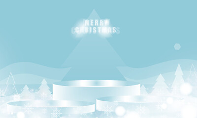 Podium shape for show cosmetic product display for christmas day or new years Typographical Christmas color background