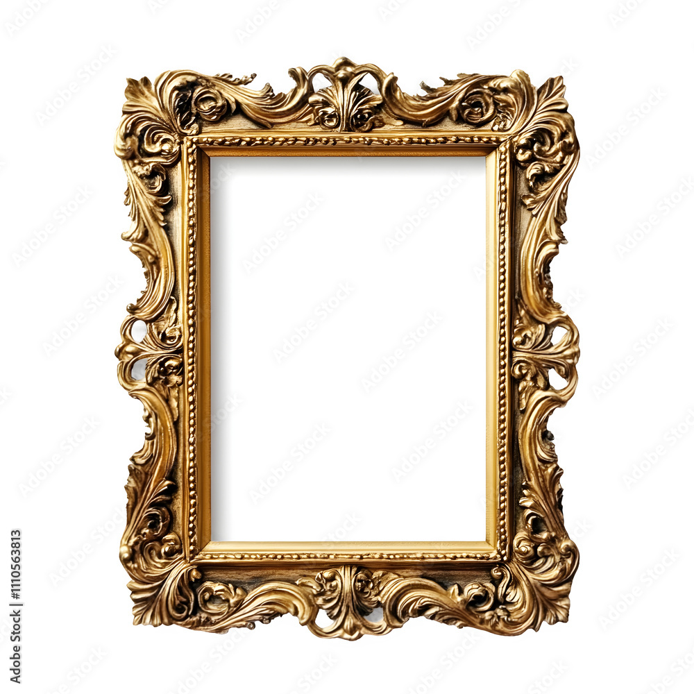 Poster Exquisite golden baroque frame with delicate details and a clear center for effortless image insertion