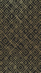 Gold Diamond pattern hand drawn design on Black background illustration